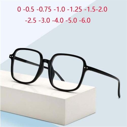 Big Frame Square Nearsighted Spectacles Women Men Blue Light Blocking Plastic Prescription Eyeglasses 0 -0.5 -0.75 To -6.0