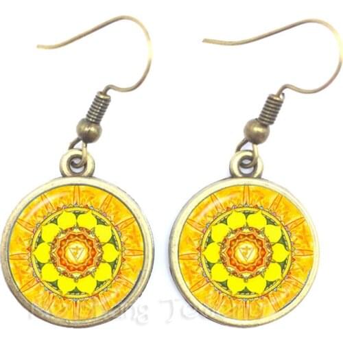 Mandala Yoga Earrings Om Zen Buddhism Glass Jewelry Vintage Drop Earrings For Women Nice Gift 2018