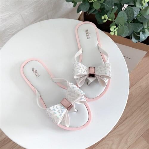 Melissa Flip Flop Sweet Bow Women Slippers 2021 Fashion Women Jelly Shoes Flip Flops Slipper Melissa Adulto Female Lady Shoes
