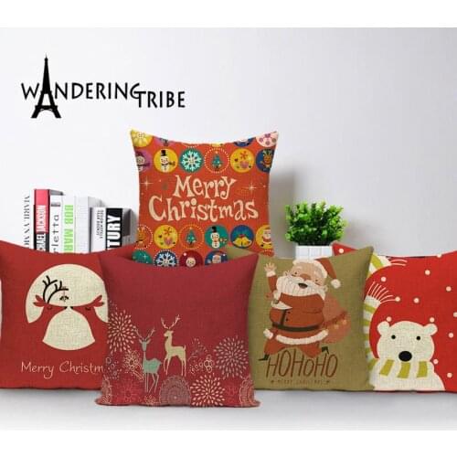 Christmas Pillowcases Santa Claus Home Decor Throw Pillow Case Cushion Cover Funda Cojin Housse De Coussin Cojines Pillow Cover