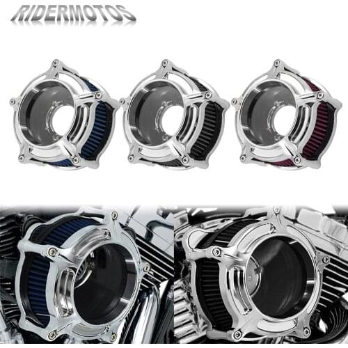 Motorcycle CNC Clarity Air Cleaner Intake Red/Grey/Blue Filter Chrome Housing For Harley Touring FLHR Softail Dyna Sportster XL