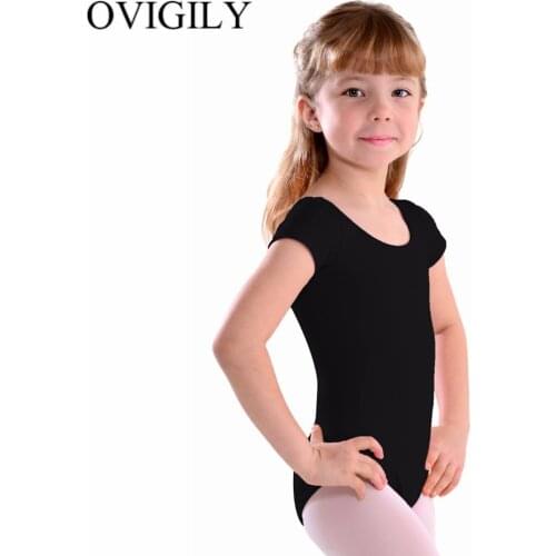 OVIGILY Toddler Black Dance Leotard kids Spandex Lycra Short Sleeve Gymnastics Leotards For Girls Baby Ballet Stage Performance
