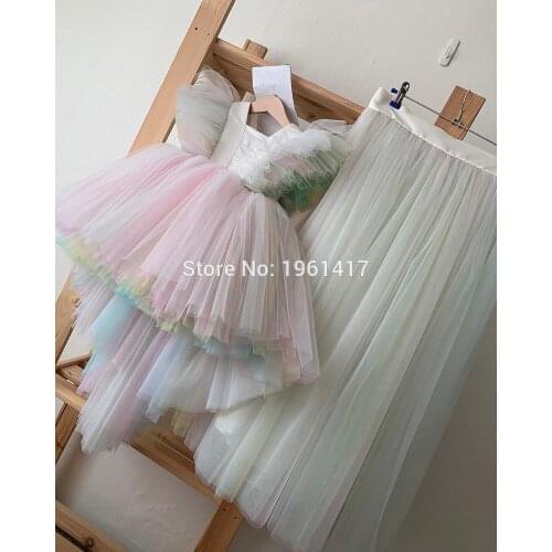 Toddler Baby Girl Tulle Flower Dress Party Gown Bridesmaid Kids Dress Christmas Party Dress Photography Props AG0407