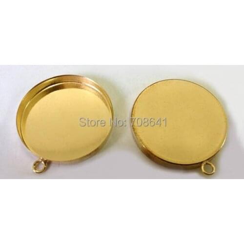 Blank Round Deep Wall Bezel Cups with Loop Pendant Settings Resin Cabochons Bases Findings DIY Jewelry Making Golden tone