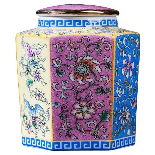 Jingdezhen Pink Enamel Ceramic Small Tea Jar Travel Mini Tea Caddy Storage Tank Tea Caddy