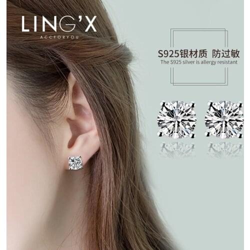 Reeti CZ AAA Zircon Crystal Round Small Stud Earrings Wedding 925 Sterling Silver Earring for Women Girls Fashion Jewelry Gift