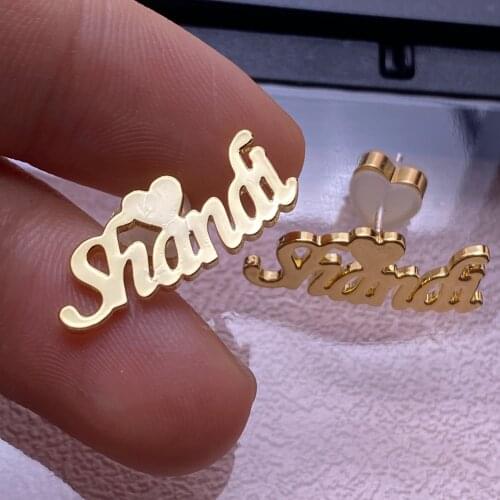 Noelia Custom Name Heart Earrings Personalized for Women Stainless Steel Gold Plated Stud Earrings Customized Memorial Jewelry