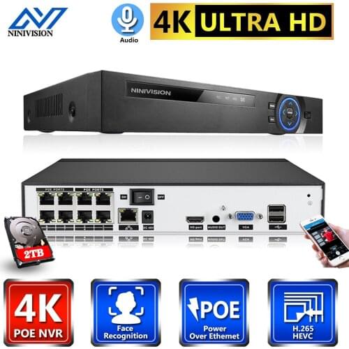 Face Detection H.265 4CH 8CH 5MP PoE Network Video Recorder Surveillance PoE NVR For HD 5MP 1080P IP Camera PoE 802.3af ONVIF