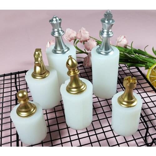 6 Types Silicone Cake Mold International Chess Fondant King Queen Bishop Knight Pawn Resin Mould Polymer Clay Pan Baking Tools