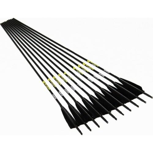 12pcs Archery carbon arrow spine600 ID6.2mm 5"turkey feather 100grain Replaceable arrowhead for traditional bow hunting