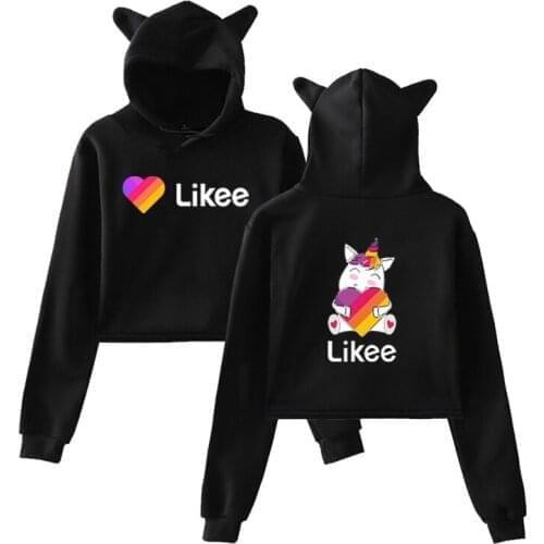 Likee Cat Streetwear Hoodies Sweatshirt Casual Women Likee App Hooded Pullover Long Sleeve Sport unicorn Hoodie Top Clothes