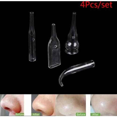 4PCS/Set Blackhead Removal Glass Pipes Face Pore Cleanser Beauty Skin Care Supply Beauty Machine Vacuum Suction Facial Care