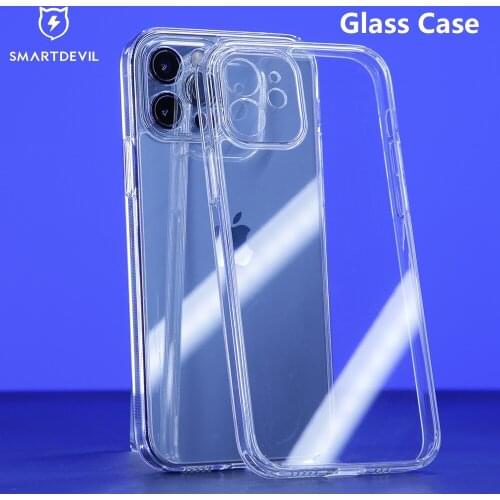 SmartDevil Camera Protection Glass Case For iPhone 12 Pro Max 12 Mini Transparent Back Cover Soft Edge Lens Protection HD Matte