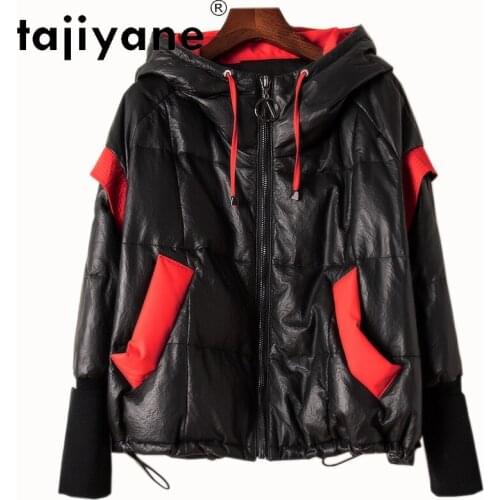 Clothes Leather Genuine for Women White Duck Down Voat Woman Real Sheepskin Jackets Hooded Parkas Mulher Jaqueta TN1200