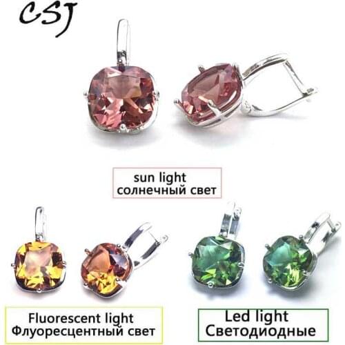 CSJ Elegant Zultanite Earring Sterling 925 Silver cushion Created Sultanite Fine Jewelry Women Wedding Party engagement gift