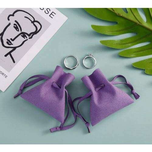 10 Hot Microfiber Velvet Bag Purple Jewelry Pouches Presents Bags For Earrings Necklace Christmas Jewellery Wedding Gift Package