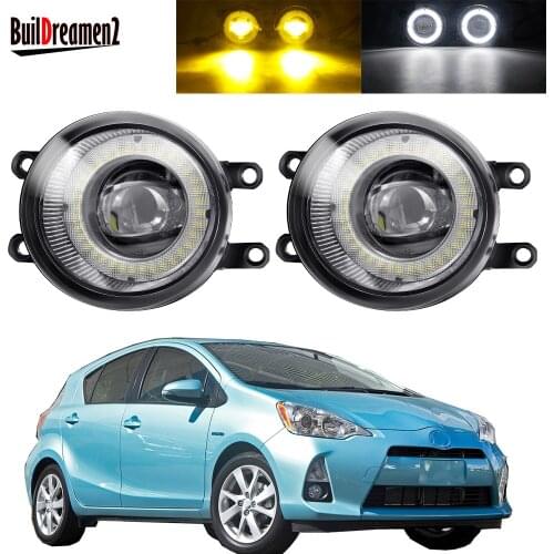 2 X Angel Eye Fog Light Assembly Car LED Lens Fog Driving Lamp DRL 30W 12V For Toyota Prius Plus C V 2011 2012 2013 2014 2015