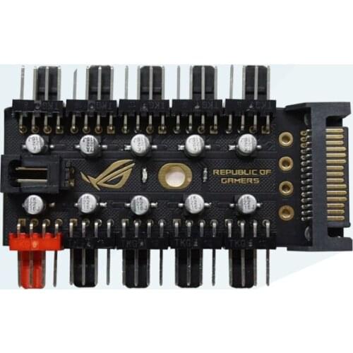 4PIN 4-pin PWM fan hub 10-channel intelligent temperature control controller large 4P port / SATA port power supply