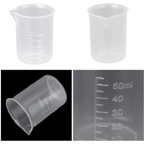 50mL Graduated Beaker Clear Plastic Measuring Cup New Practical Office School Laboratory Supplies @LS