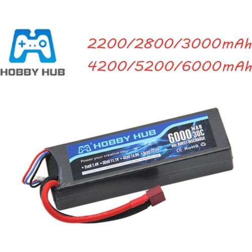 7.4V 2200mAh 2800mAh 3000mAh 4200mAh 5200mAh 6000mAh Lipo Battery For RC Drone Helicopter Car Parts 2s Lithium battery 1pcs