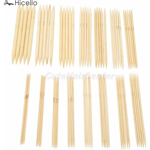 75pcs/15size Bamboo Needle Knitting double pointed Weaving Handmade sewing Sweater Scarf Hat Woolen Craft tool 20cm Hicello