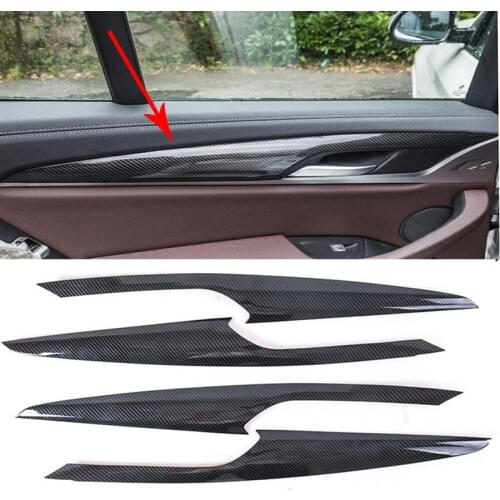 Car-styling ABS Inner Carbon Door Armrest Stripe Cover Trim 4PCS For BMW X3 G01 2018