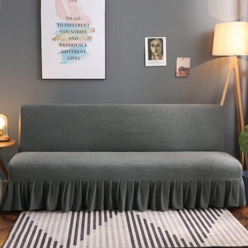 Armless Sofa Bed Cover Elastic Cover Without Armrest Solid Color Bench Cover Stretch Decoration Covers Slipcover Furniture Grey