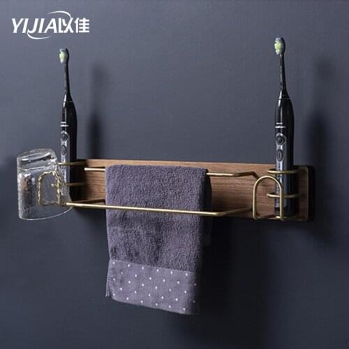 Bathroom storage electric toothbrush holder with towel bar, multifunctional toothbrush cup holder