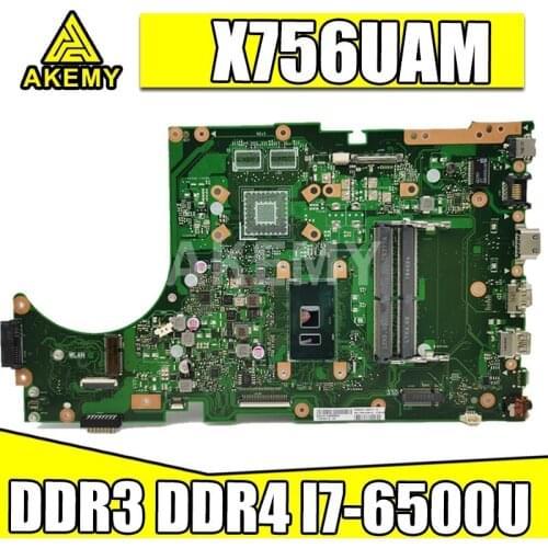 For ASUS X756UAM X756UAK X756UA Mainboard Motherboard i7 CPU GMA GPU DDR3 90NB0A00-R00060