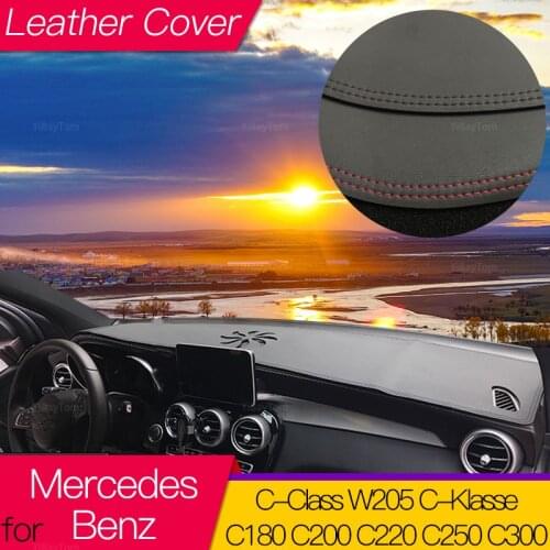 For Mercedes Benz C-Class W205 Leather Anti-Slip Mat Dashboard Pad Dashmat Carpet Accessories C-Klasse C180 C200 C220 C250 C300