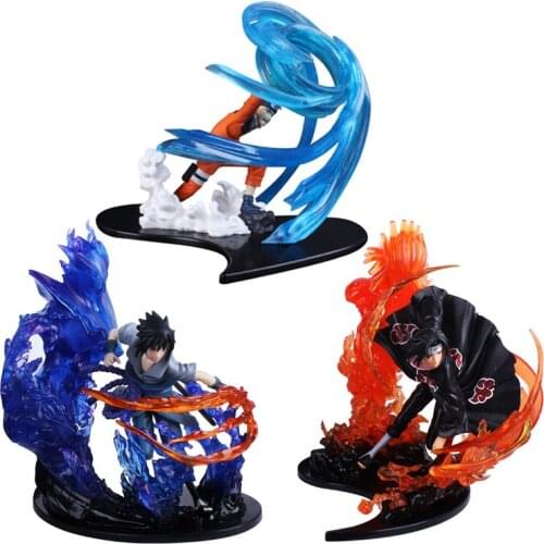 3Pcs/Set 22cm Naruto Anime Sasuke Uchiha Itachi Flame Battle PVC Action Figure Collection Cartoon Model Toys Dolls