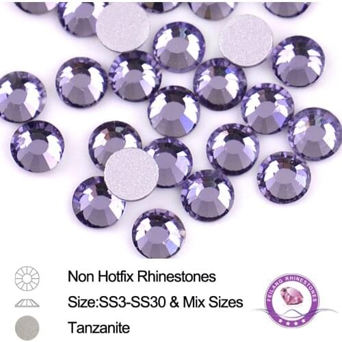 Violet Nail Art Non Hotfix Rhinestones All Size (288-1440pcs) Glass Strass Stone for Nail DIY Decoration