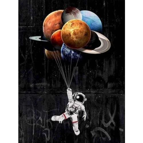 GATYZTORY 60x75cm Diy Frame Astronaut Painting By Numbers Kit Modern Wall Art Picture Acrylic Paint By Numbers For Gift