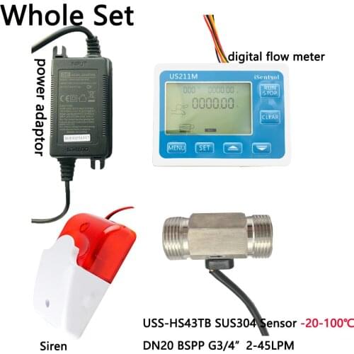 HOT WATER US211MA Pipe Water Suspend Alarming System Brass 100C Flow Sensor Turbine flowmeter G3/4" BSPP USS-HS43TB iSentrol