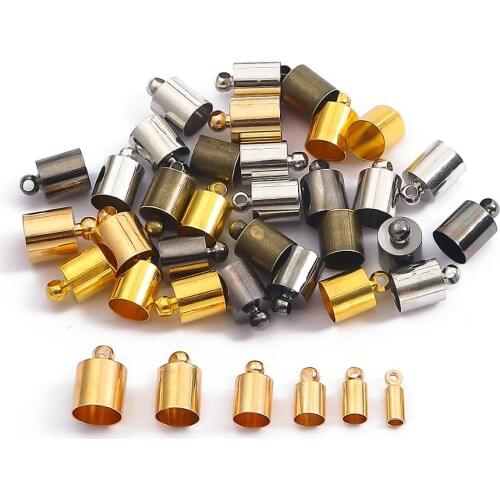 50pcs/lot Tassel Leather Cord End Crimp Cap Beads Caps End Tip Cap Fit Connectors For DIY Necklace Jewelry Making Findings