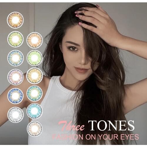 Fashion On Your Eyes Classic 12 Colors Contact Lenses Color Lens Green Gray Blue Contacts 3Tones Contact Lenses For Eyes Yearly