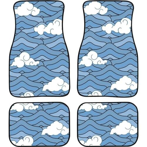 Demon Slayer Haori Pattern Car Floor Mats Women Auto Interior Foot Mats 4 Pcs Set Car Pads Carpet Anime Auto Accessories for Men