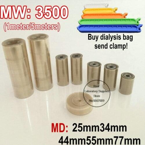 1meter/5meters laboratory MW3500 Regenerated cellulose dialysis bag MD25/34/44/55/77mm