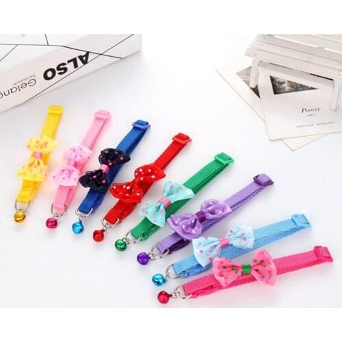 Legendog Bow Pet Collar Adjustable Dot Design Cute Bell Dog Collar Bow Kitten Collar Bowknot Pet Supplies Dog Pet Party Decor