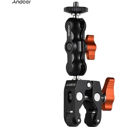Andoer Multi-functional Clamp Ball Mount Clamp Articulating Friction Arm Super Clamp with 1/4" Screw for GPS Monitor Video Light