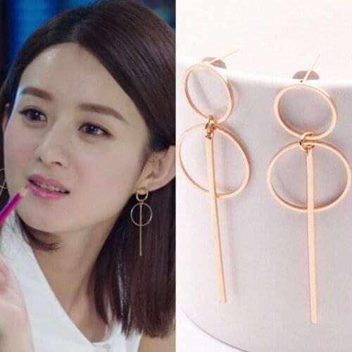 New Fashion Punk Simple Gold Silver Earrings Long Tassel Pendant Size Round Earrings 2021 Creative Women Jewelry Gifts