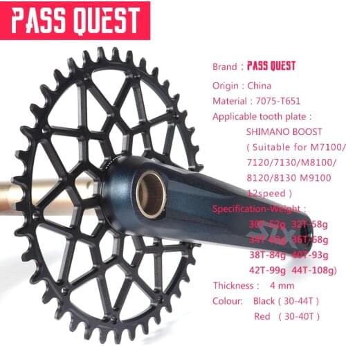PASS QUEST 0 offset 38/4042/44T mountain bike narrow bicycle sprocket for Deore XT M7100 M8100 M9100 SHIMANO 12S BOOST crank