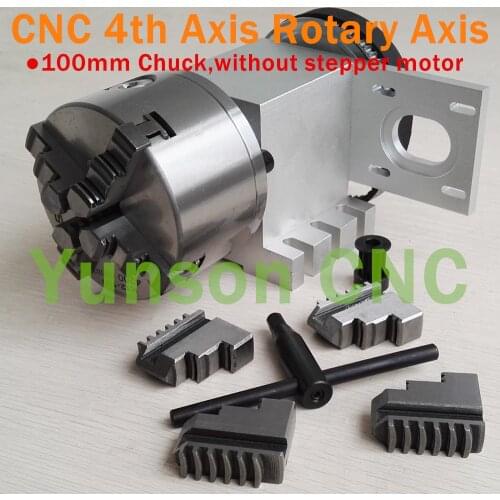 Hollow Shaft CNC 4th Axis Rotary Axis Base+K12 100mm 4-Jaw Chuck