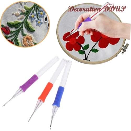 Practical Plastic DIY Crafts Magic Embroidery Pen Set DIY Hand Embroidery Pen Punch Needle Sewing Accessories