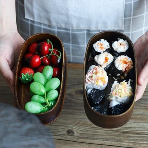 Retro box portable wooden student Japanese sushi box can lunch box food container disposable lunch boxes snack food container