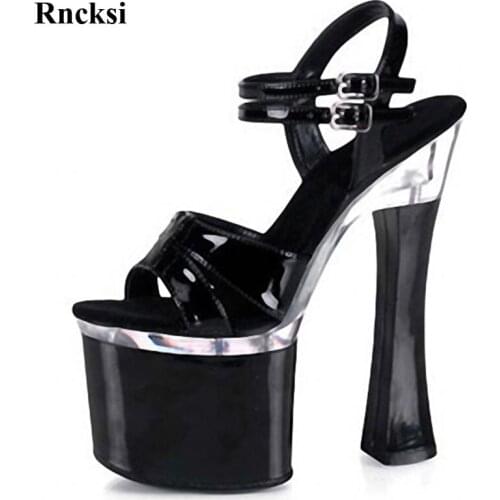 Rncksi Fashion New Square Heels and sexy princess Shoes comfortable sandals With Patform 18cm high heels Dance Sandals