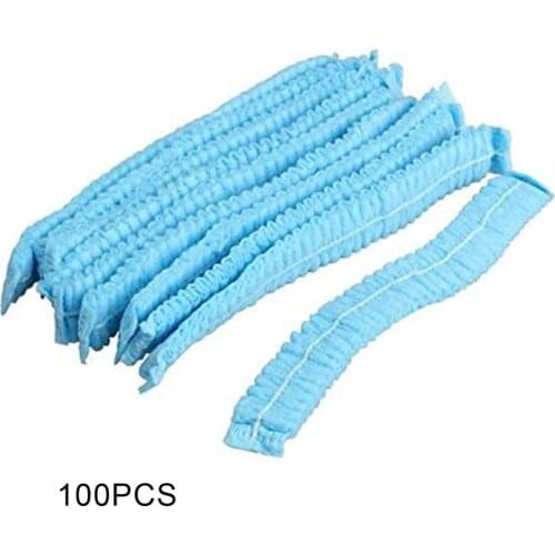 100Pcs Disposable Hat Round Non-Woven Headgear Dust-Proof Chef Food Factory Workshop Anti-Hair Fall Cap