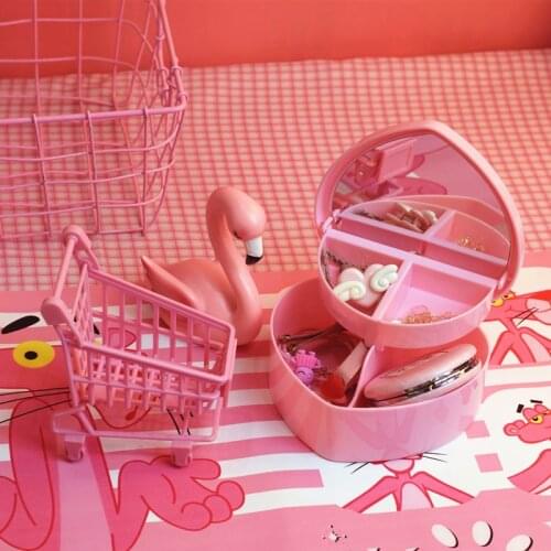 Pink girl heart storage box jewelry desktop Jewelry Box Girl Sakura Sakura love storage box double layer storage box