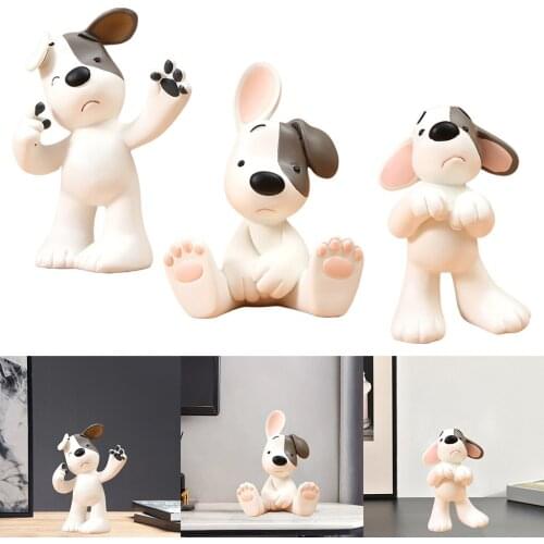 Nordic Lifelike Puppy Figurine Sculpture Decorative Dog Ornament Miniature Desktop Artwork Crafts