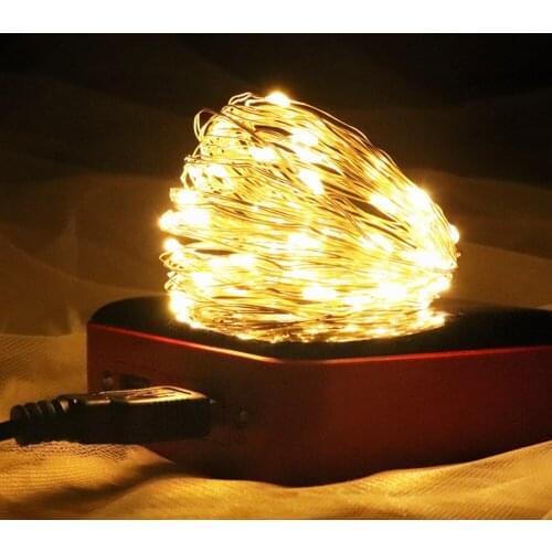 LED5VUSB Copper Wire String Lights Christmas Wedding Room Bedroom Decoration Fairy 10m Warm White Remote Control Flashing Light